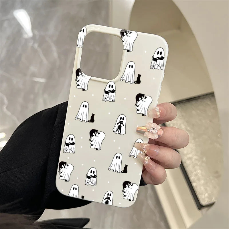 Cute & Spooky Ghost Cat Phone Case For iPhone 17 16 15 14 11 12 13 Pro Max 17 Air 13 1 X XR XS Max 7 8 Plus 16E Shockproof Cover