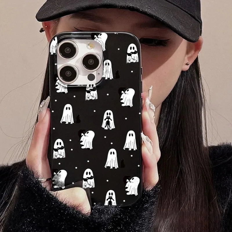 Cute & Spooky Ghost Cat Phone Case For iPhone 17 16 15 14 11 12 13 Pro Max 17 Air 13 1 X XR XS Max 7 8 Plus 16E Shockproof Cover