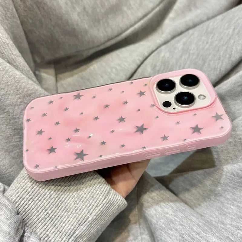 Minimalist Gray-Blue Star Wave Texture Phone Case for iPhone 17 Air 16 15 14 Plus 13 12 11 Pro Max Shockproof Soft Back Cover