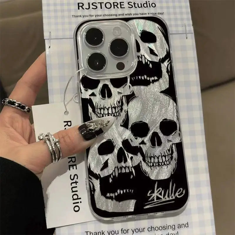 Halloween Demon Skull Phone Case For iPhone 17 16 15 14 13 12 11 Pro Max XR XS MAX 7 8 PLUS Air INS Shake Proof Laser Cover