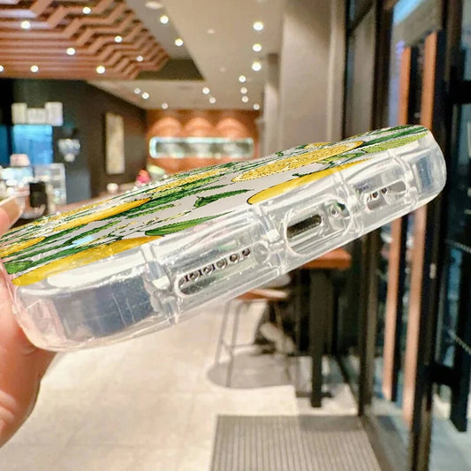 Lemon Pineapple Pattern Clear Phone Case For iPhone 11 12 13 14 15 16 Pro Max XS X XR 7 8 Plus 16e 2022 Shockproof Soft Cover