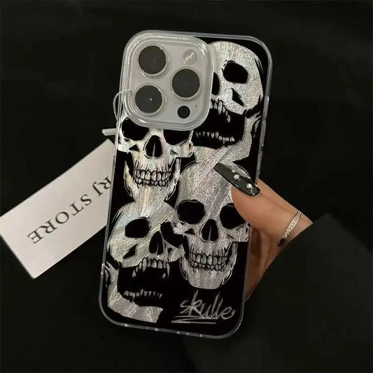 Halloween Demon Skull Phone Case For iPhone 17 16 15 14 13 12 11 Pro Max XR XS MAX 7 8 PLUS Air INS Shake Proof Laser Cover