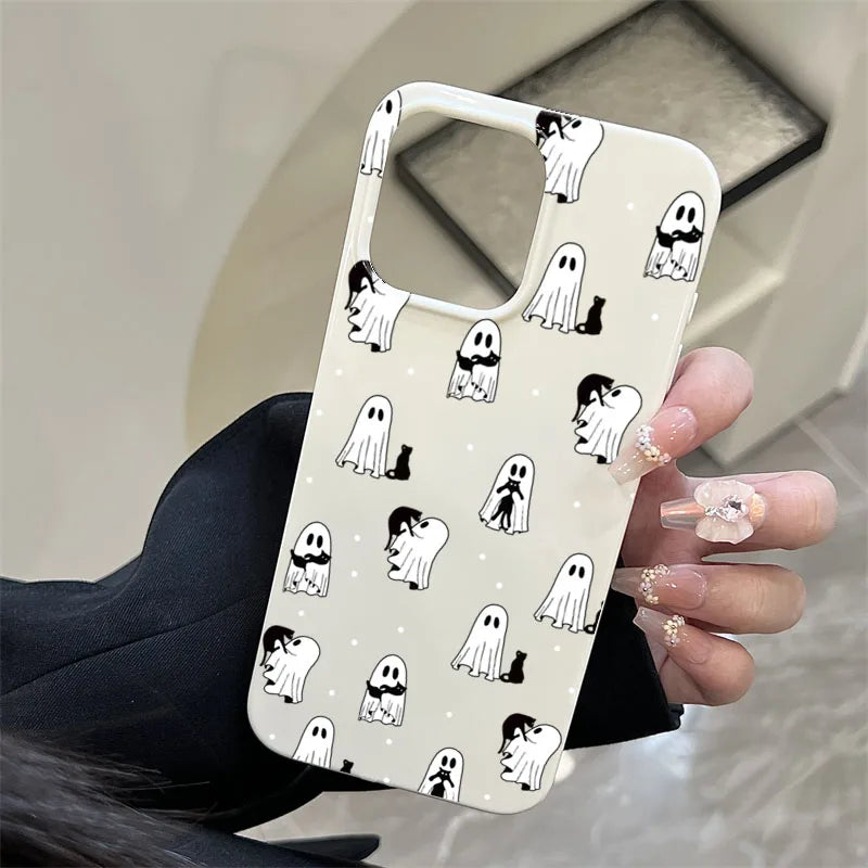 Cute & Spooky Ghost Cat Phone Case For iPhone 17 16 15 14 11 12 13 Pro Max 17 Air 13 1 X XR XS Max 7 8 Plus 16E Shockproof Cover